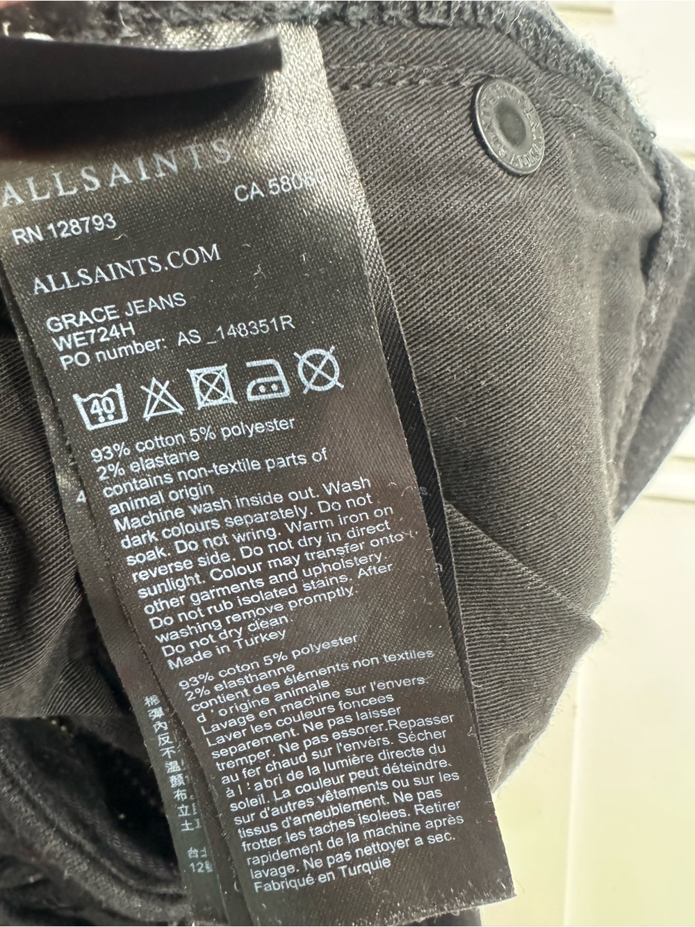 All Saints Allsaints Women’s Sz 27 Black High Rise Skinny Denim Jeans - Picture 4 of 6